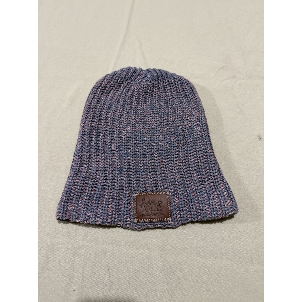 Love Your Melon Women's Blue And Pink Speckled Shrug Knit Beanie Winter One Size